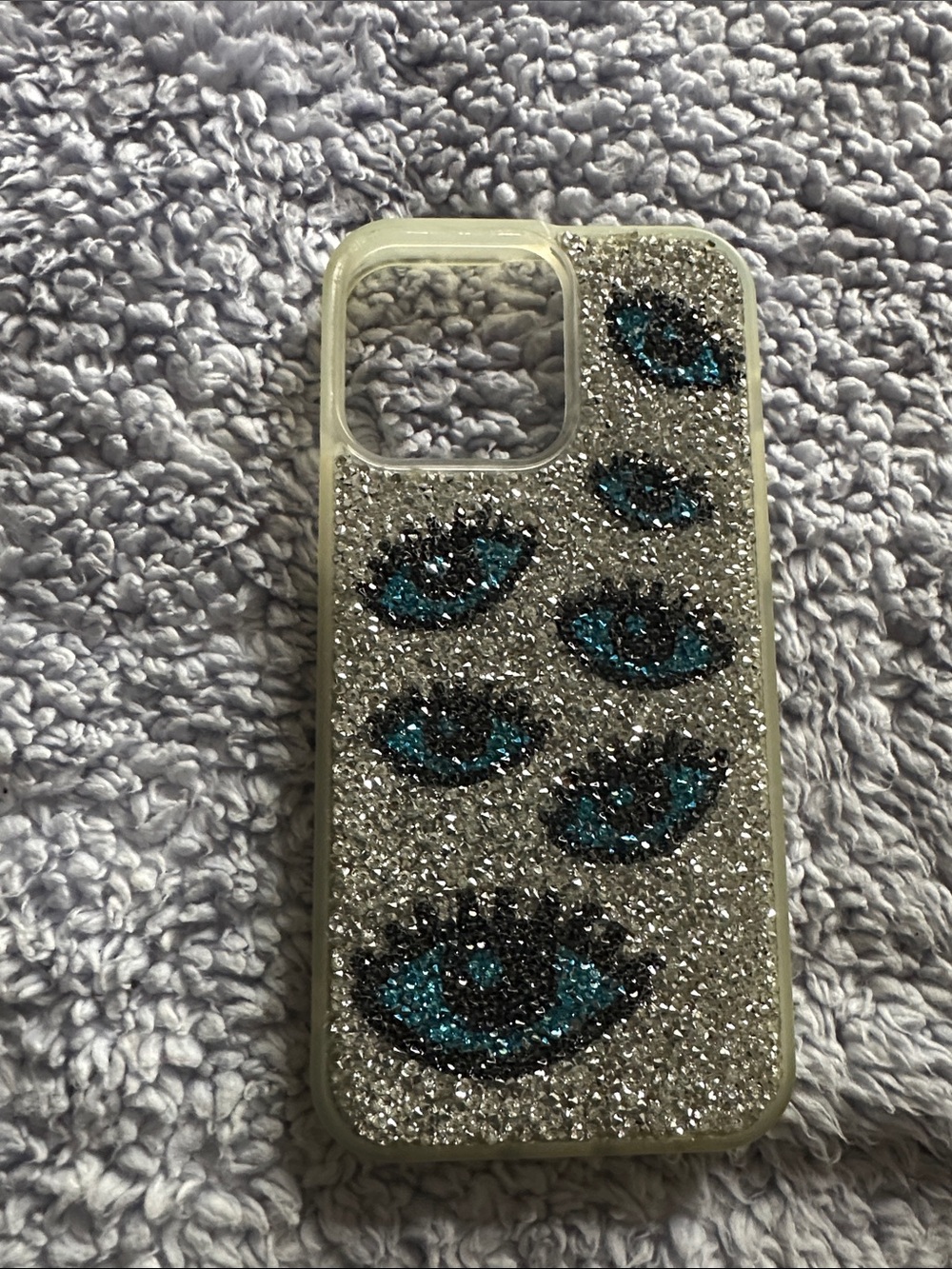 Glitter Eye Pattern Phone Case - Teal & Silver